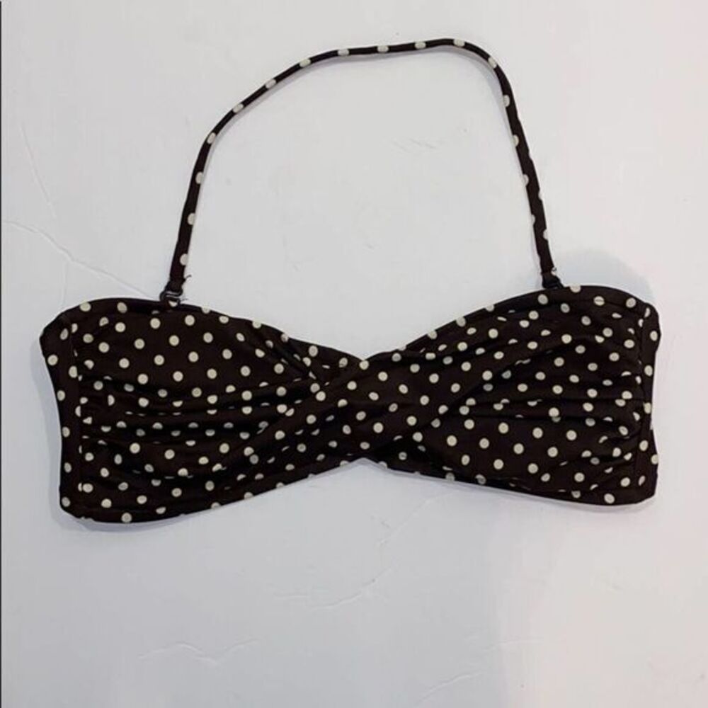 Massimo Brown Cream Polka Dot Swim Bikini Top L
